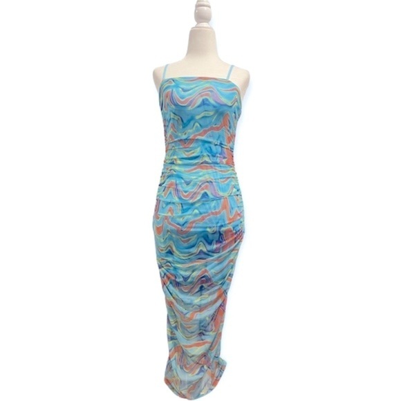 NWT wild fable psychedelic print micro mesh maxi dress - Picture 1 of 7